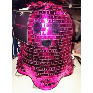 NWT Christian Siriano Halloween Pink Sequin Sparkle Bling Ghost Plush Decor